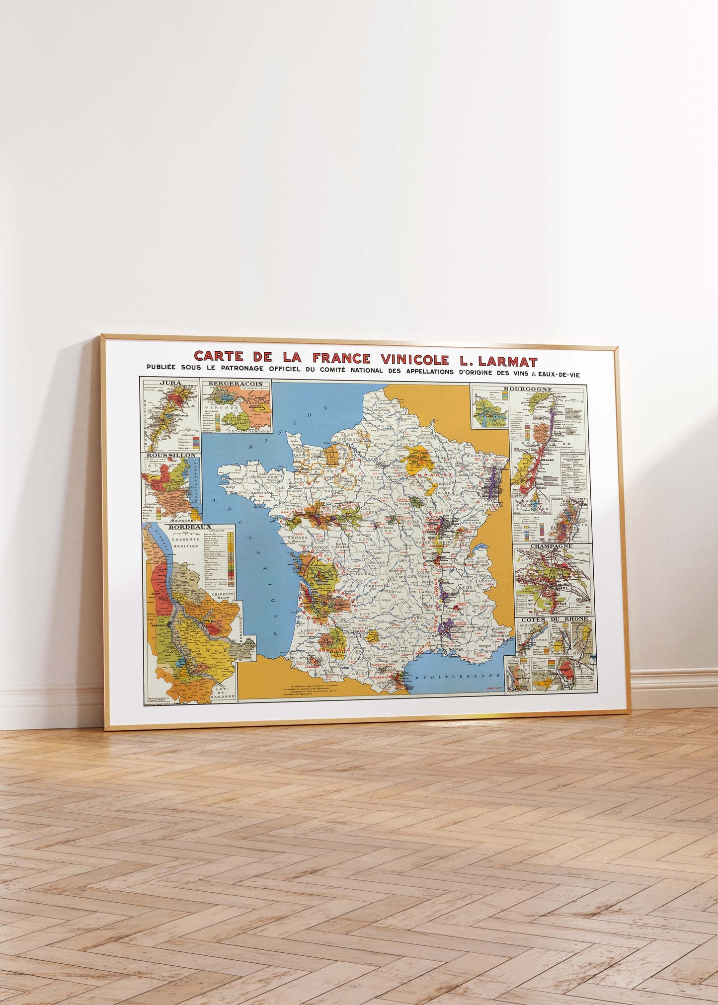 Carte vinicole vintage de la France