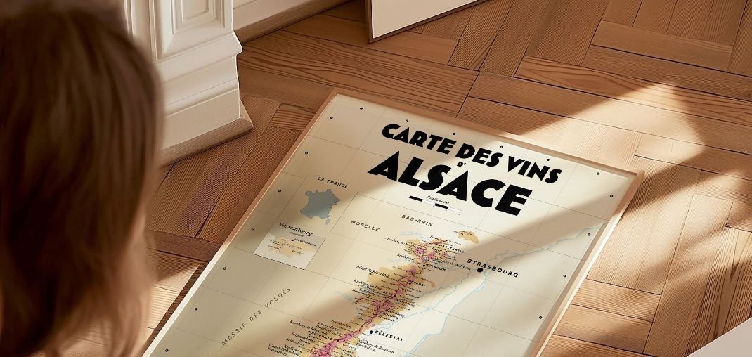 carte des vins alsace sur parquet