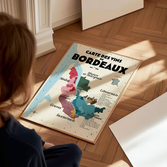 Affiche carte des vins de Bordeaux