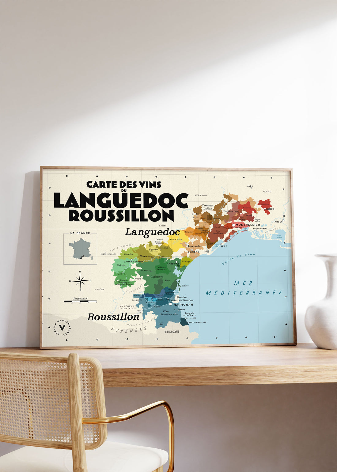 carte vin languedoc affiche