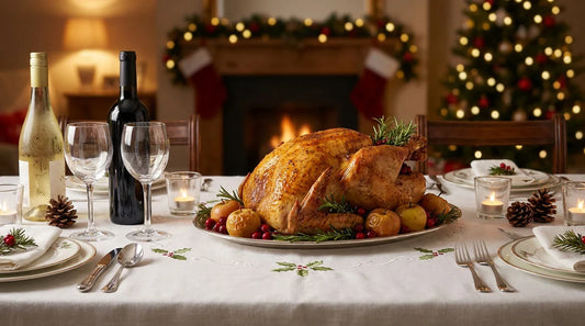 Chapon farci rôti servi pour le repas de Noël